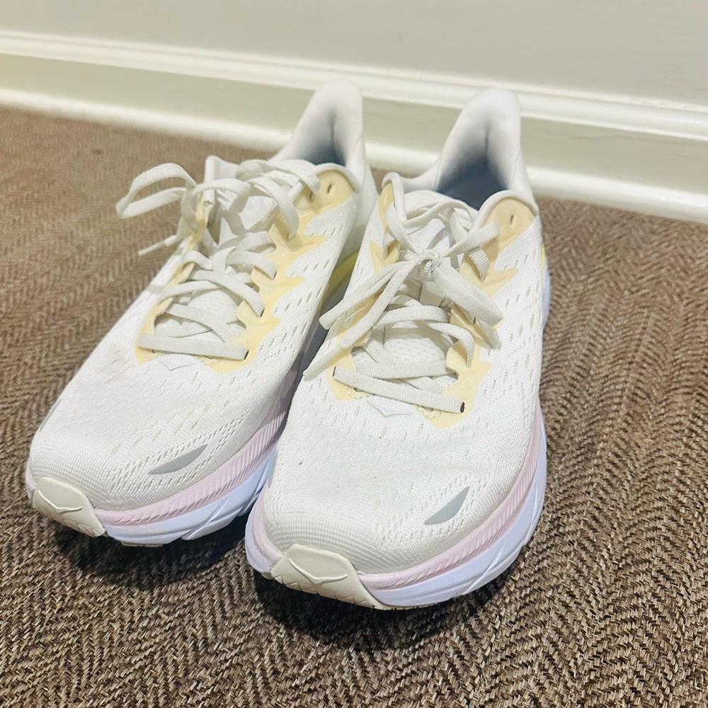 Hoka Women's White and Cream Athletic Shoes
